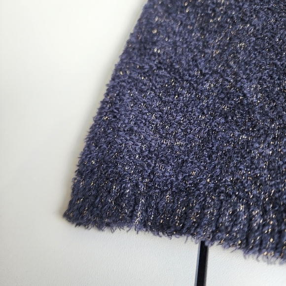 CACHE Womens NAVY GOLD OFF THE SHOULDER SOFT TUNIC TOP SWEATER Nylon Stretch M - Picture 11 of 12